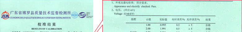 电磁仪器计量证书报告结果页